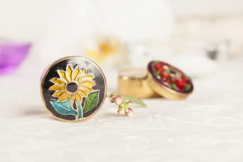 6 grams. Solid Perfume in Brass Cloisonne Small Jars