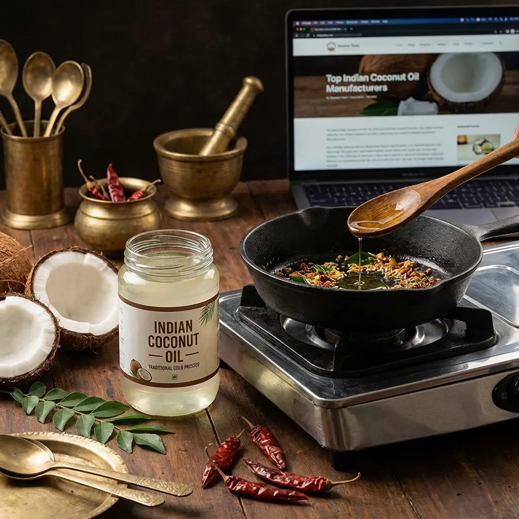 Фото индийского кокосового масла на кухне