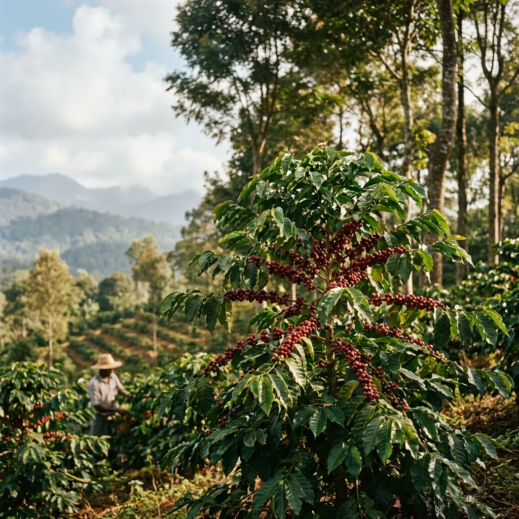Fotografie kávového stromu v Indii