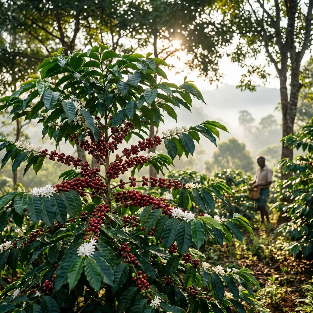 Foto di una pianta di caffè in India