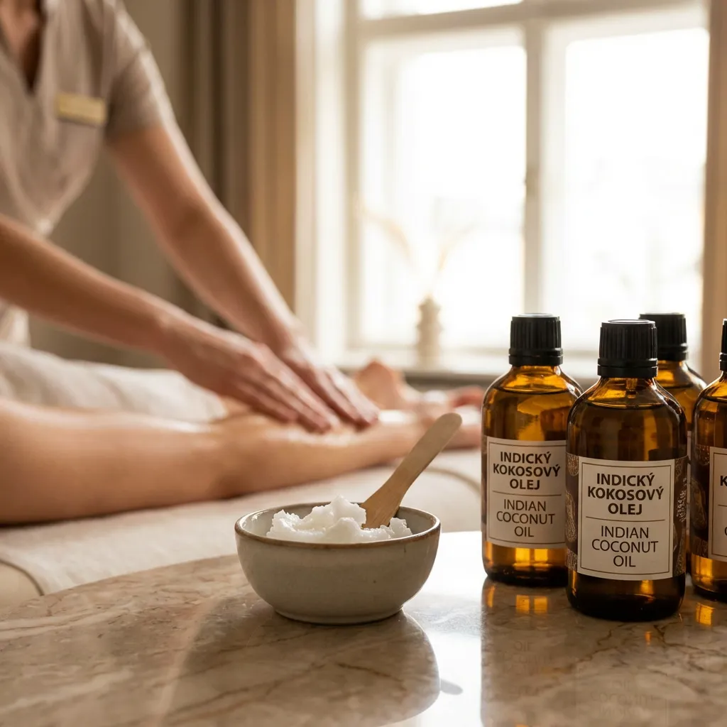 Fotografie indického kokosového oleje v kosmetologii