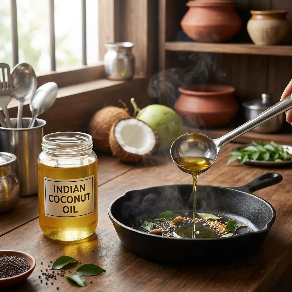 Foto di olio di cocco indiano in cucina